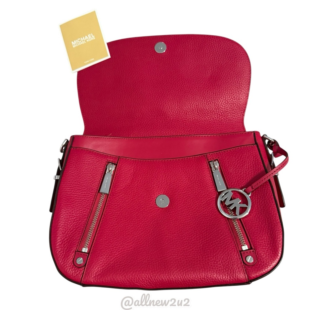 Michael Kors Medium Evie Flap Shoulder Bag Bright Red (pink) HP - Picture 2 of 14